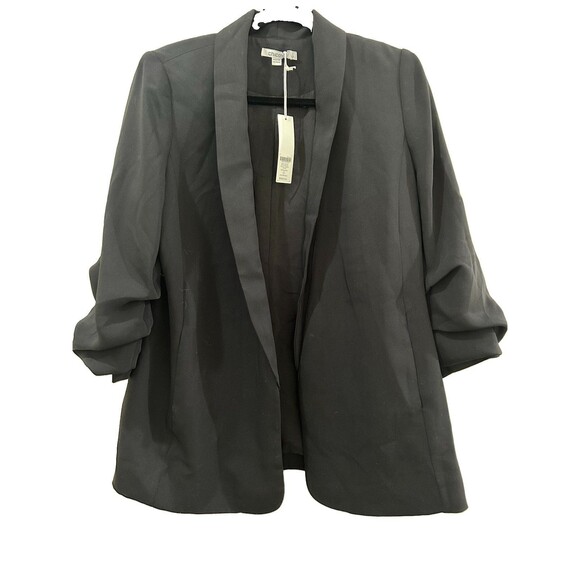Chico's Jackets & Blazers - Chicos Sz 0 Womens Sz 4 Blazer Business Soft Ruched 3/4 Sleeve Black NWT Lining